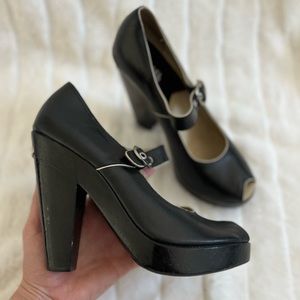 Michael Kors Women’s Black Strap Chunky Heel